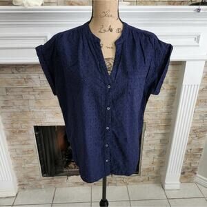 J.‎ Crew navy blue eyelet blouse size small